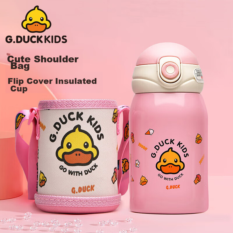 G.DUCKKIDS 450ml Cartoon Insulated Water Bottle with Pop-Up Lid for Kids, 316 St...