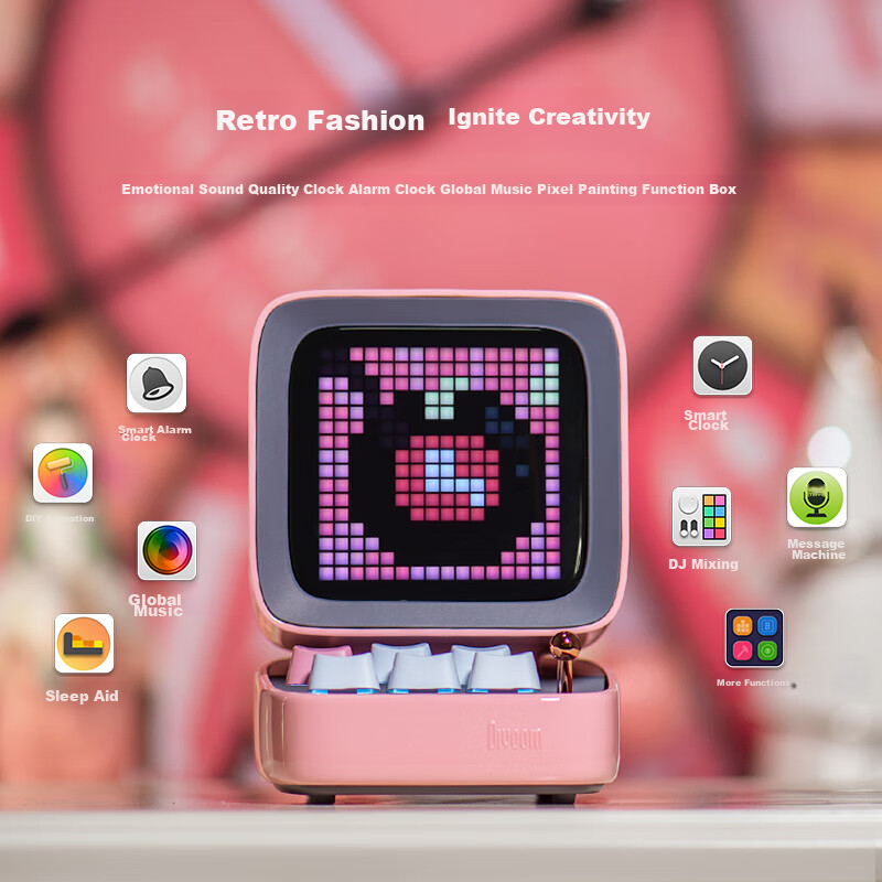 Divoom Pixel Speaker, Retro Wireless Bluetooth Lyric Speaker, Desktop Computer S...