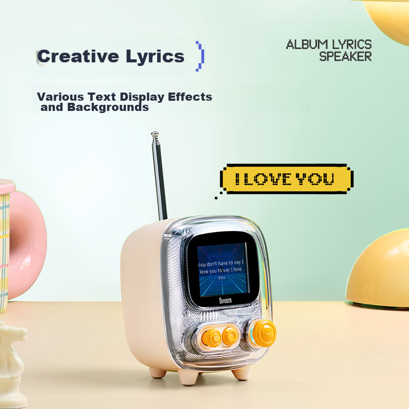 Divoom Bluetooth Speaker with Lyrics Album, Retro Mini TV, Desktop Electronic Ph...