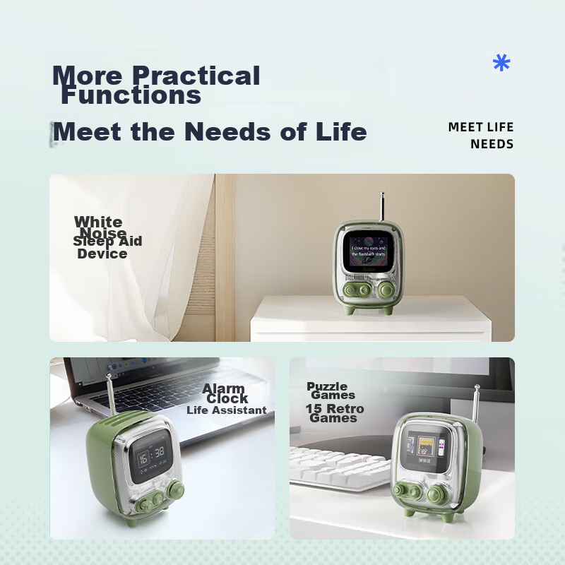 Divoom Bluetooth Speaker with Lyrics Album, Retro Mini TV, Desktop Electronic Ph...