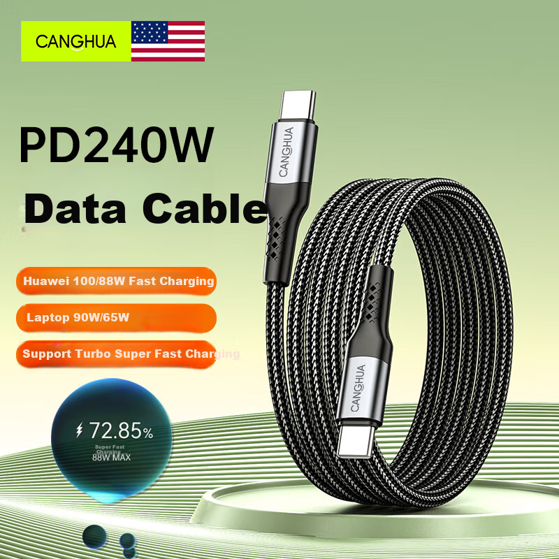 CangHua PD240W Dual Type-C Charging Cable 6A Current CTOC Fast Charging Compatib...