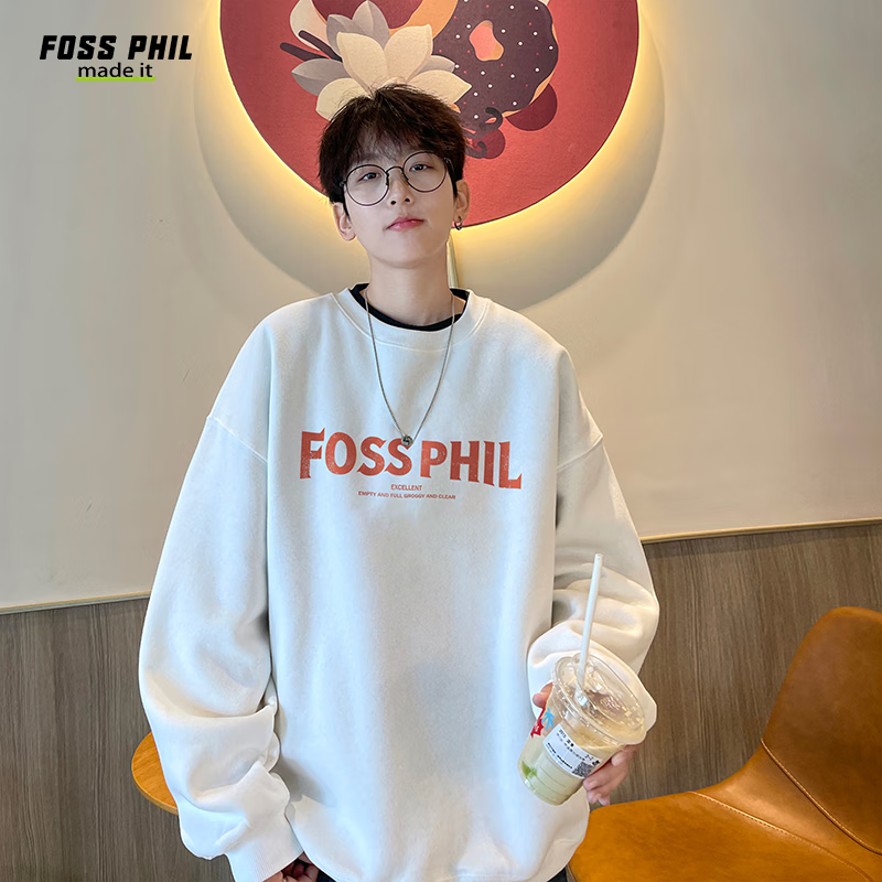 Foss Phil Round Neck Casual Sweatshirt for Men, Spring And Autumn Loose-Fitting...