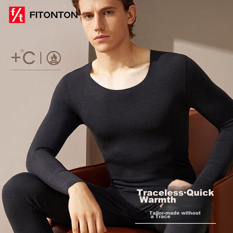 FitonTon Thermal Underwear Set for Men, Double-Sided Brushed Fleece, Thickened R...