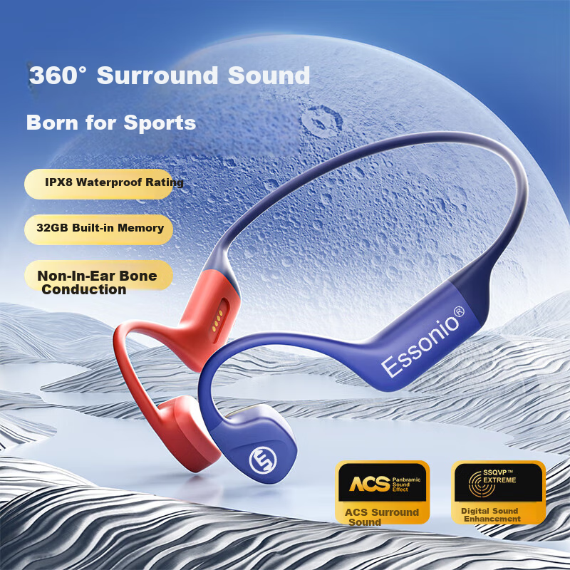 ESSONIO Italian Brand ESS-911 Dual-Spelling Limited Edition Bone Conduction Blue...