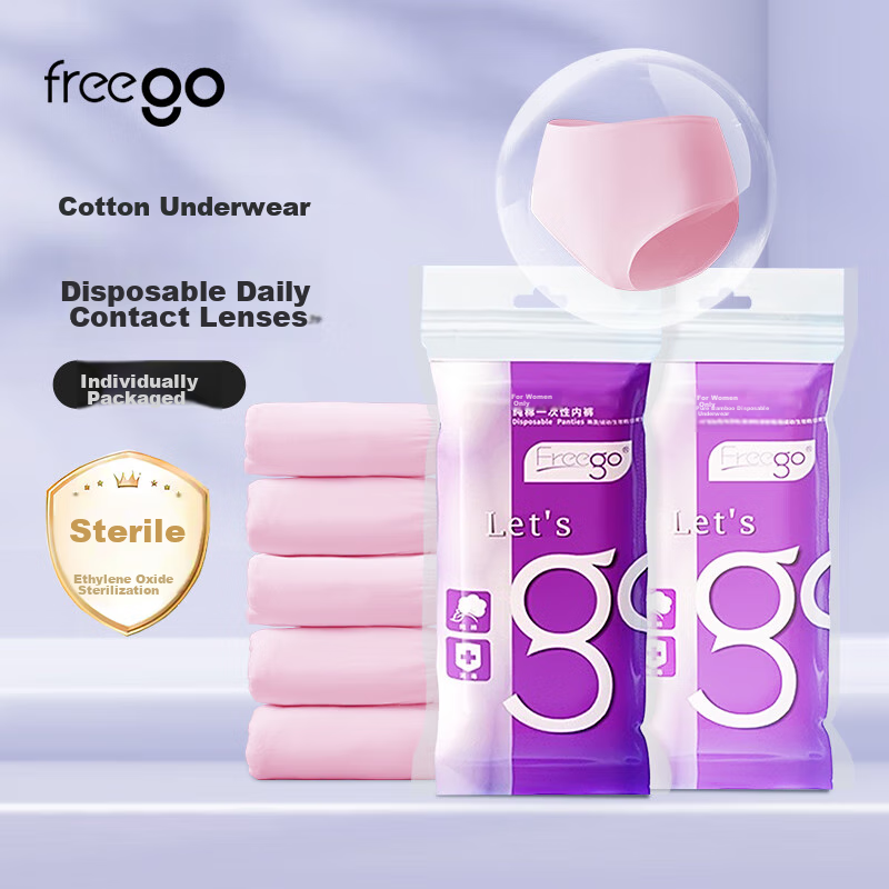 Freego Pure Cotton Disposable Underwear for Women, All-Cotton, No-Wash, Individu...