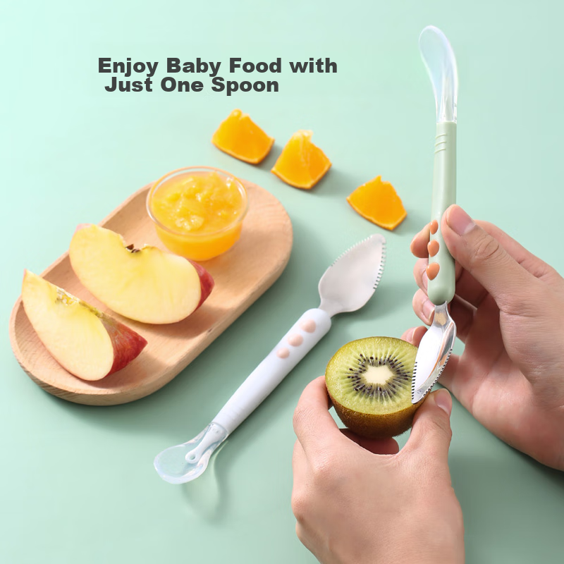 COOKSS Baby Food Scraper Spoon, Infant Feeding Tool, Apple Puree Scraper, Stainl...