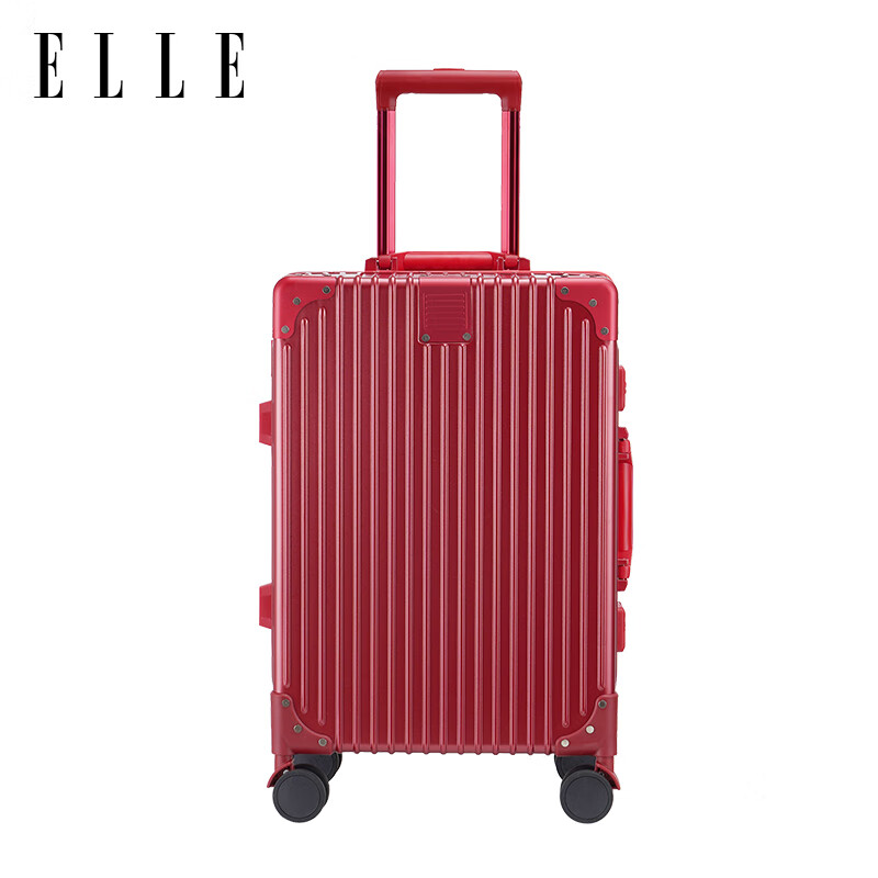ELLE 20-Inch Red Suitcase, French Women's Trolley Case, 360° Wheels, Carry-On Lu...