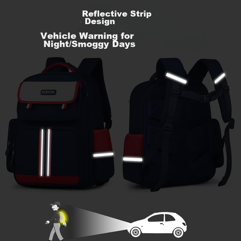 Edison Primary School Backpack with Spine Protection, Weight Reduction, Reflecti...