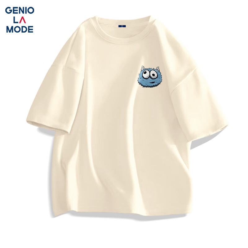 GENIOLAMODE Men's Cotton T-shirt Summer Trendy Casual Basic Round Neck Youth Sho...