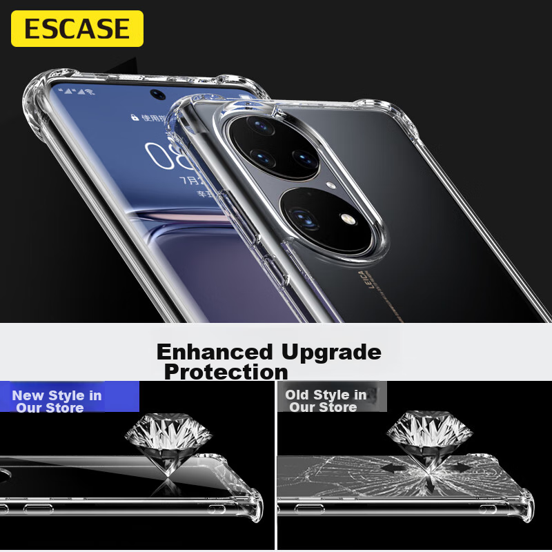 ESCASE Huawei P50/P50e Phone Case, Full Protection Shockproof Airbag Shell, TPU+...