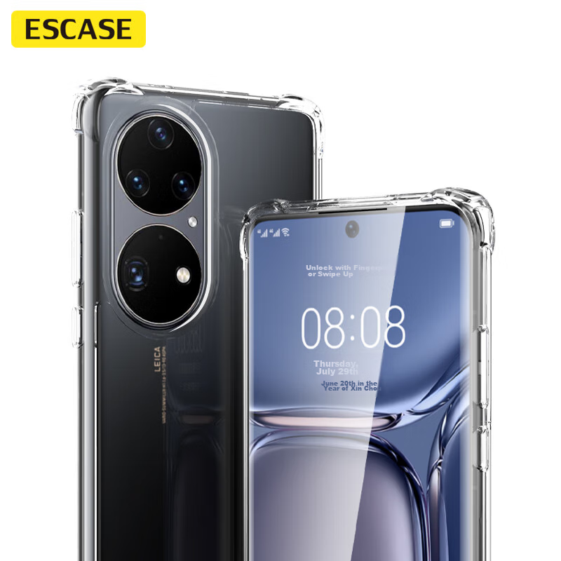ESCASE Huawei P50/P50e Phone Case, Full Protection Shockproof Airbag Shell, TPU+...