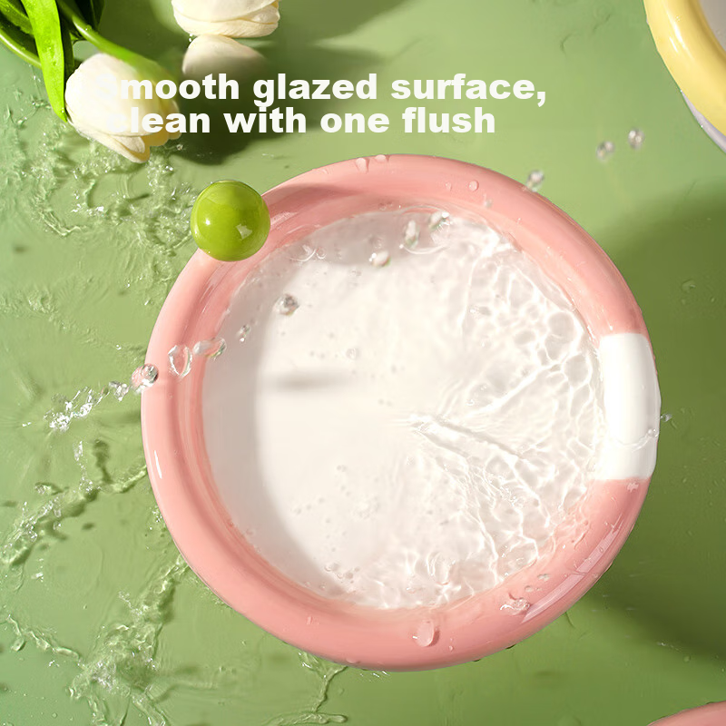 FD.Cattery Cat Bowl Ice Cream Ceramic Cat And Dog Bowl, High-Foot Neck Protectio...