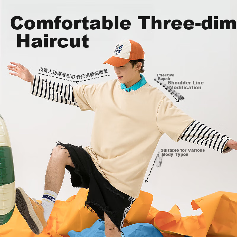 GENIOLAMODE Men's Cotton Breathable Summer Casual Simple Round Neck Youth Fashio...