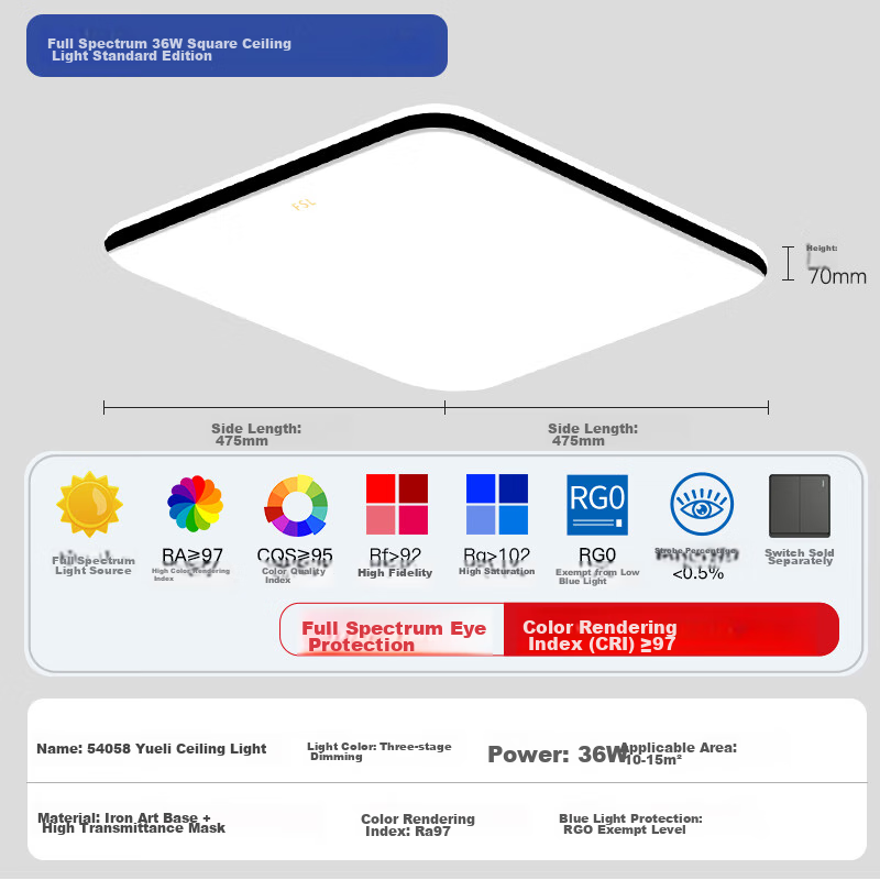 FSL Foshan Lighting Ceiling Light, LED Smart Control Light Fixture Set, Ra97 Hig...