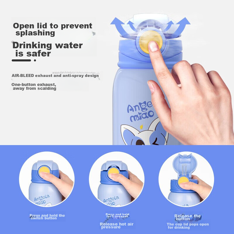 Angelamiao Children's Insulated Cup with Straw, Kids' Water Bottle, 316 Stainles...