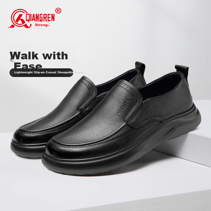 Qiangren Business Casual Men's Shoes Soft Sheepskin Wide Head Work Shoes JDA8755...