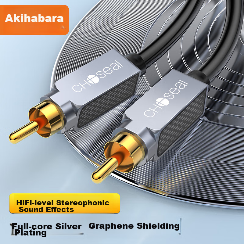 CHOSEAL RCA Lotus Head Digital Coaxial Audio Cable Silver-plated Graphene Shield...