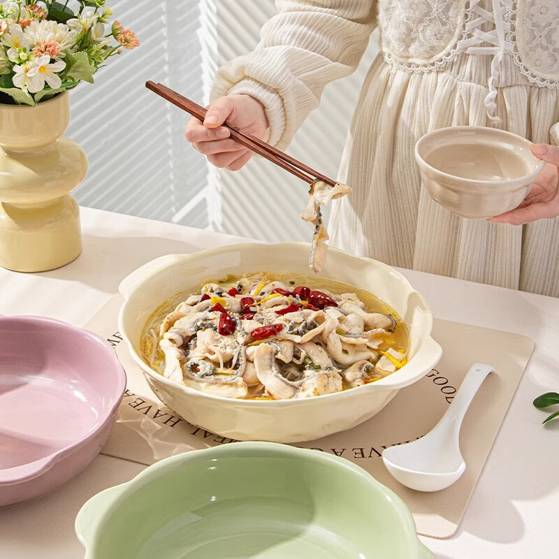 PINYU New Sichuan Style Fish Hot Pot Bowl Double Ear Large Soup Bowl Household 1...