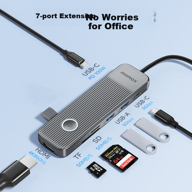 MOMAX Type-C Docking Station USB-C to HDMI Converter 4K60Hz Ultra HD Screen Mirr...