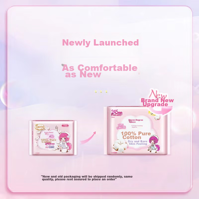 SPACE 7 Girls' Ultra-Thin 100% Pure Cotton Daytime Sanitary Napkins Set, 40 Piec...