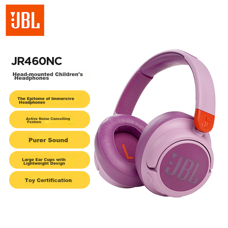 JBL JR460NC Over-Ear Noise-Cancelling Bluetooth Headphones, Immersive Wireless H...