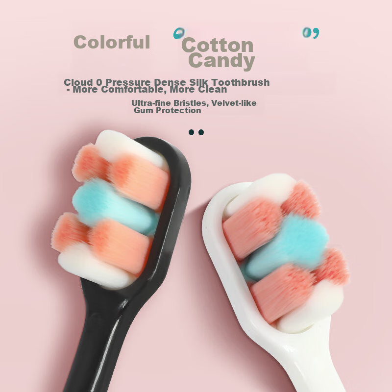 Qinxiang Cotton Candy Colored Ultra-Soft Bristle Toothbrush for Adults, 2 Pack