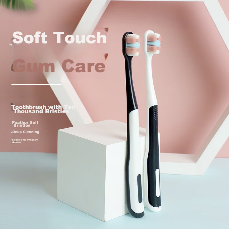 Qinxiang Cotton Candy Colored Ultra-Soft Bristle Toothbrush for Adults, 2 Pack