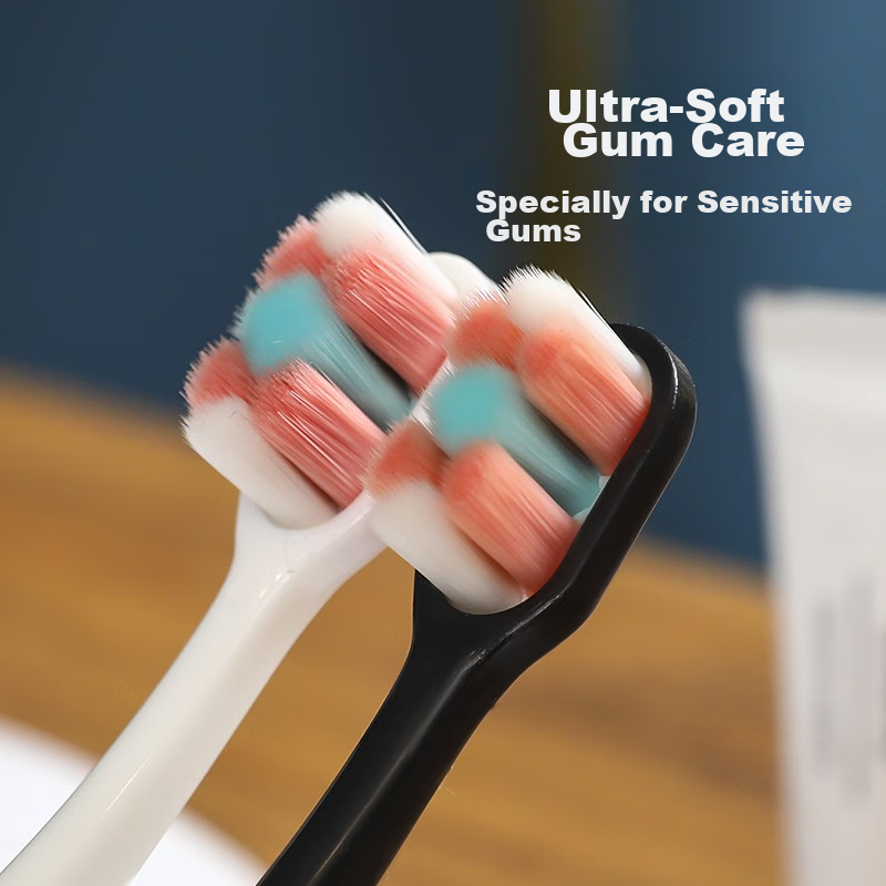 Qinxiang Cotton Candy Colored Ultra-Soft Bristle Toothbrush for Adults, 2 Pack