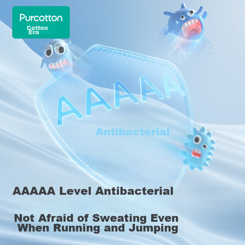 PurCotton Back-To Essential Children's Socks, Seamless Socks, 5A Grade Antibacte...