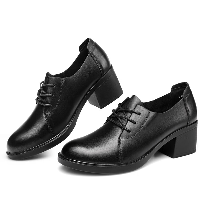 Qiangren Comfortable Women's Single Shoes Top Layer Cowhide 5.5CM Elegant High H...