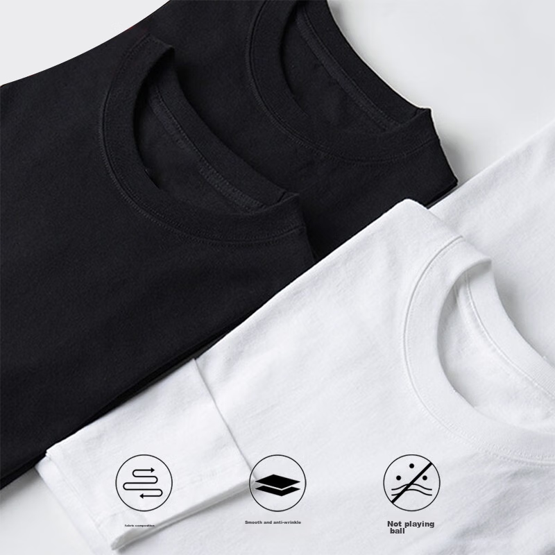 NanJiren Spring Long-Sleeve Undershirt for Men And Women, Round Neck, Combed Cot...