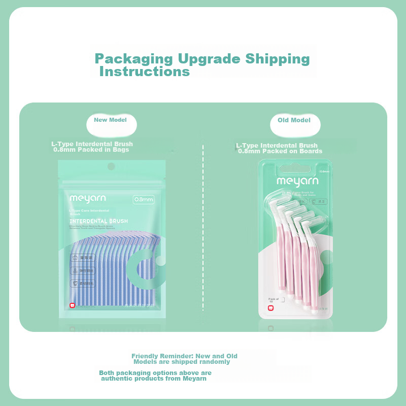 Meyarn Interdental Brush, L-Shaped, 0.8mm, 20 Pieces, Dental Floss Pick, Interde...