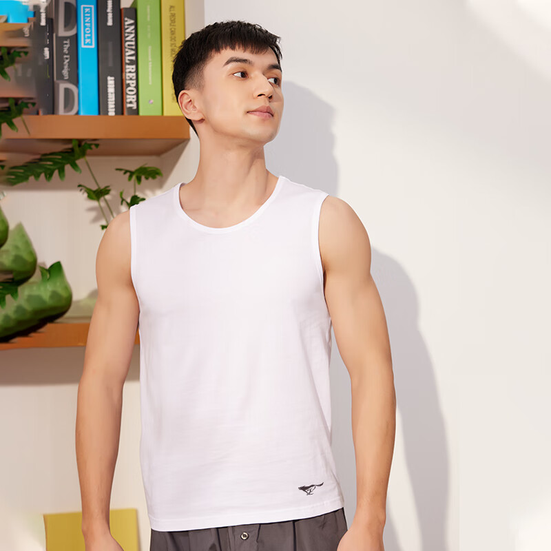 SEPTWOLVES Comfortable Seamless Wide Shoulder Men's Pure Cotton Sleeveless T-shi...