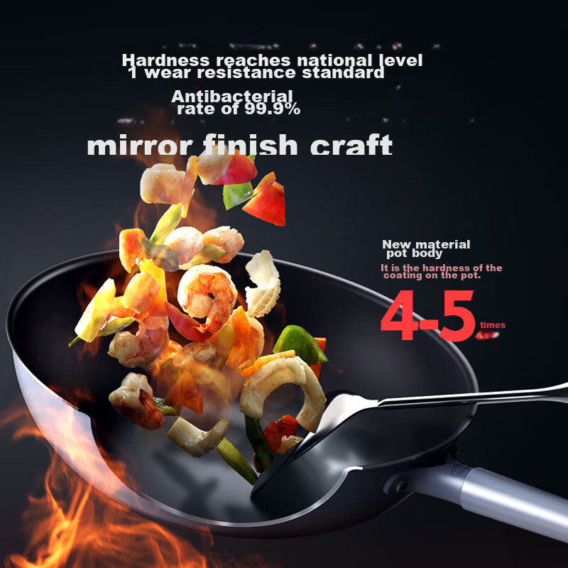 Sanhe Non-Coated Non-Stick Wok, Titanium Alloy Frying Pan, 32cm Tianxiong Black...