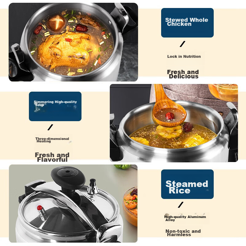 Triangle Commercial Pressure Cooker, Fast Cooking, Large Capacity, Explosion-Pro...