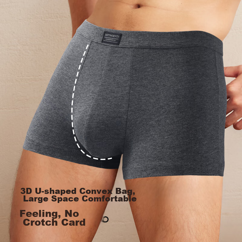 SEPTWOLVES Men's Cotton-Spandex Underwear, Antibacterial Boxer Briefs, 3-Pack