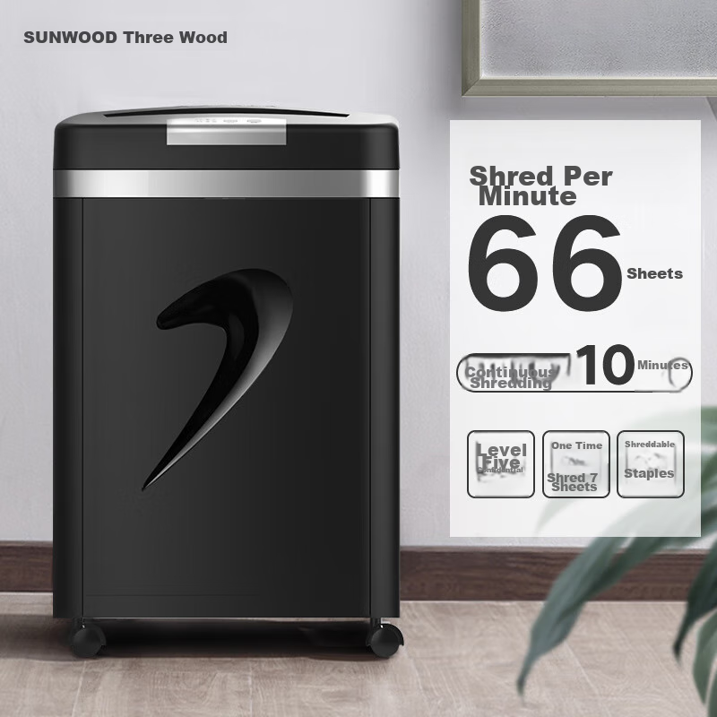 SUNWOOD Level 5 Confidential Office Commercial Paper Shredder (7 Sheets Per Pass...