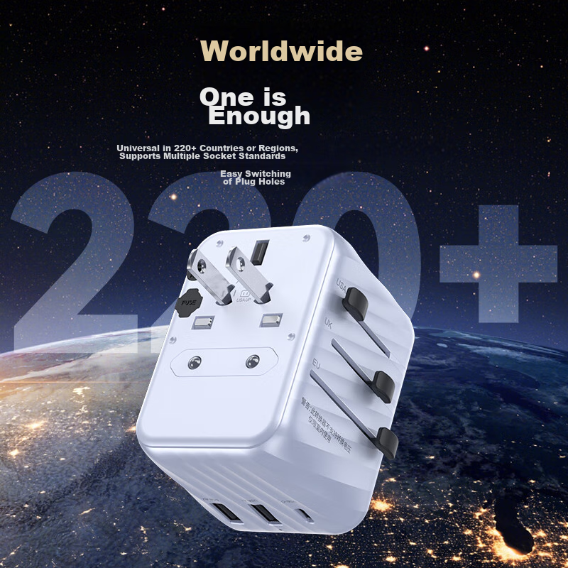 Pisen Multi-Country Travel Adapter, Universal Global Converter Plug for Abroad,...