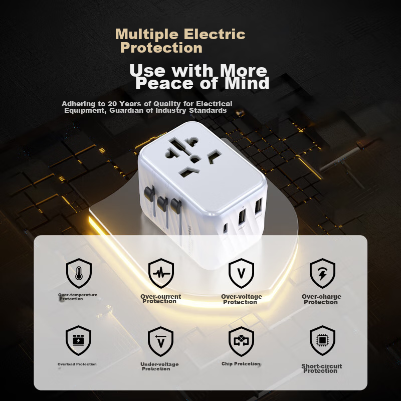 Pisen Multi-Country Travel Adapter, Universal Global Converter Plug for Abroad,...