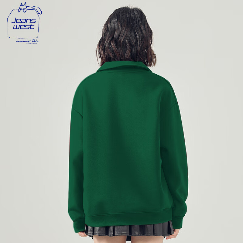 JEANSWEST CLUB Women's Sweatshirt, Spring And Autumn Half-Zip Polo Collar, Contr...