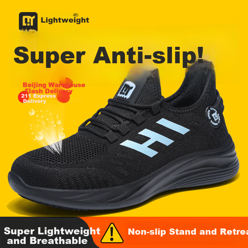 Qingya Chef Shoes for Men, Non-Slip, Lightweight, Soft, Kitchen-Specific, Back-O...