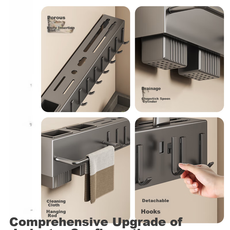 PINYU Kitchen Knife And Utensil Wall-Mounted Multifunctional Knife Holder Storag...