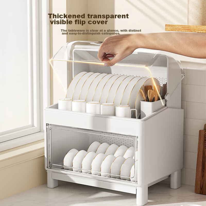 PINYU [Extra Large] Bowl And Plate Storage Rack, Double-Layer Kitchen Cabinet fo...