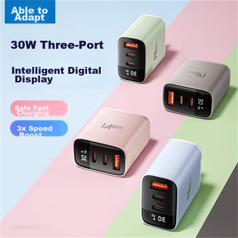 Can Fit 30W+ Multi-Port Charger with Digital Display, Type-C Fast Charging, PD C...
