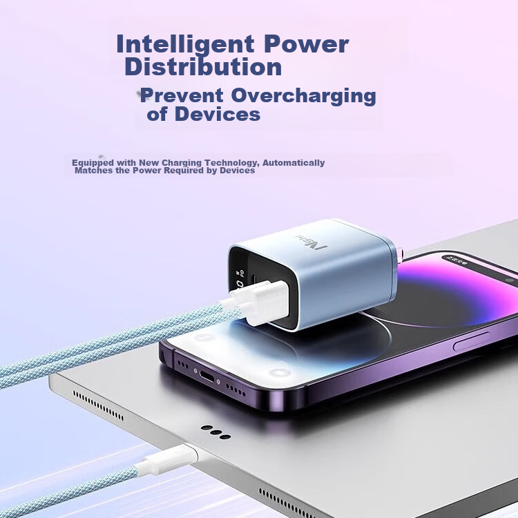 Can Fit 30W+ Multi-Port Charger with Digital Display, Type-C Fast Charging, PD C...