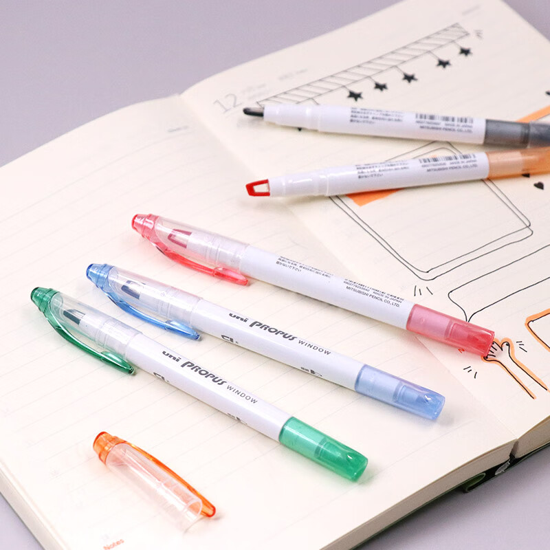Mitsubishi (Uni) Dual-Tip Highlighter Pen, Student Homework Journal Drawing Mark...