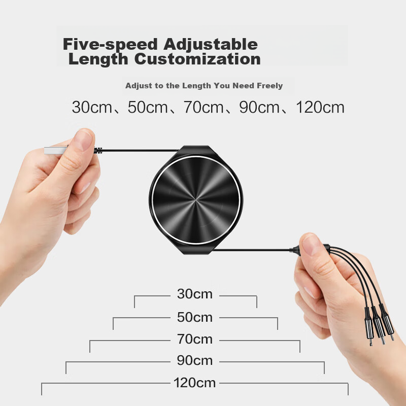 Pisen 3-In Retractable Charging Cable with Three-Head Fast Charging, Compatible...