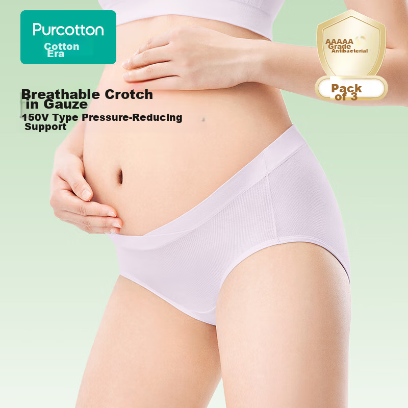 PurCotton Maternity Underwear, Low-Rise Pure Cotton Antibacterial, for Pregnancy...