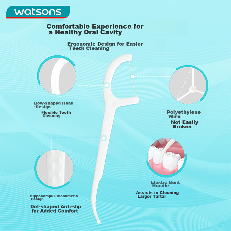 Watsons Fine Smooth Deep Cleaning Dental Floss Picks 50 Count (Individually Wrap...