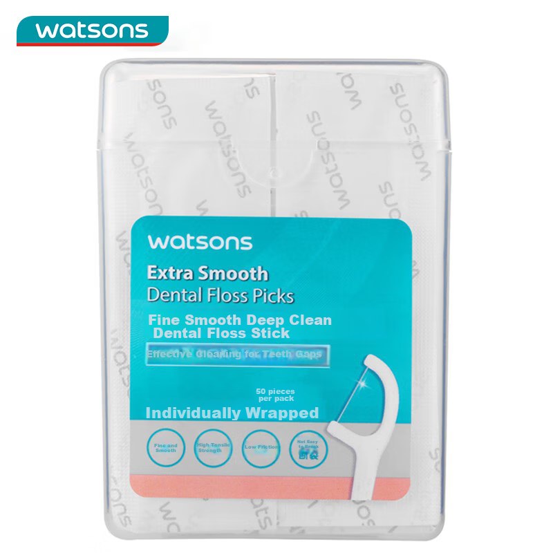 Watsons Fine Smooth Deep Cleaning Dental Floss Picks 50 Count (Individually Wrap...